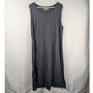 Flax Large Sleeveless Linen Maxi Dress Women Gray Minimalist Simple Lagom Style